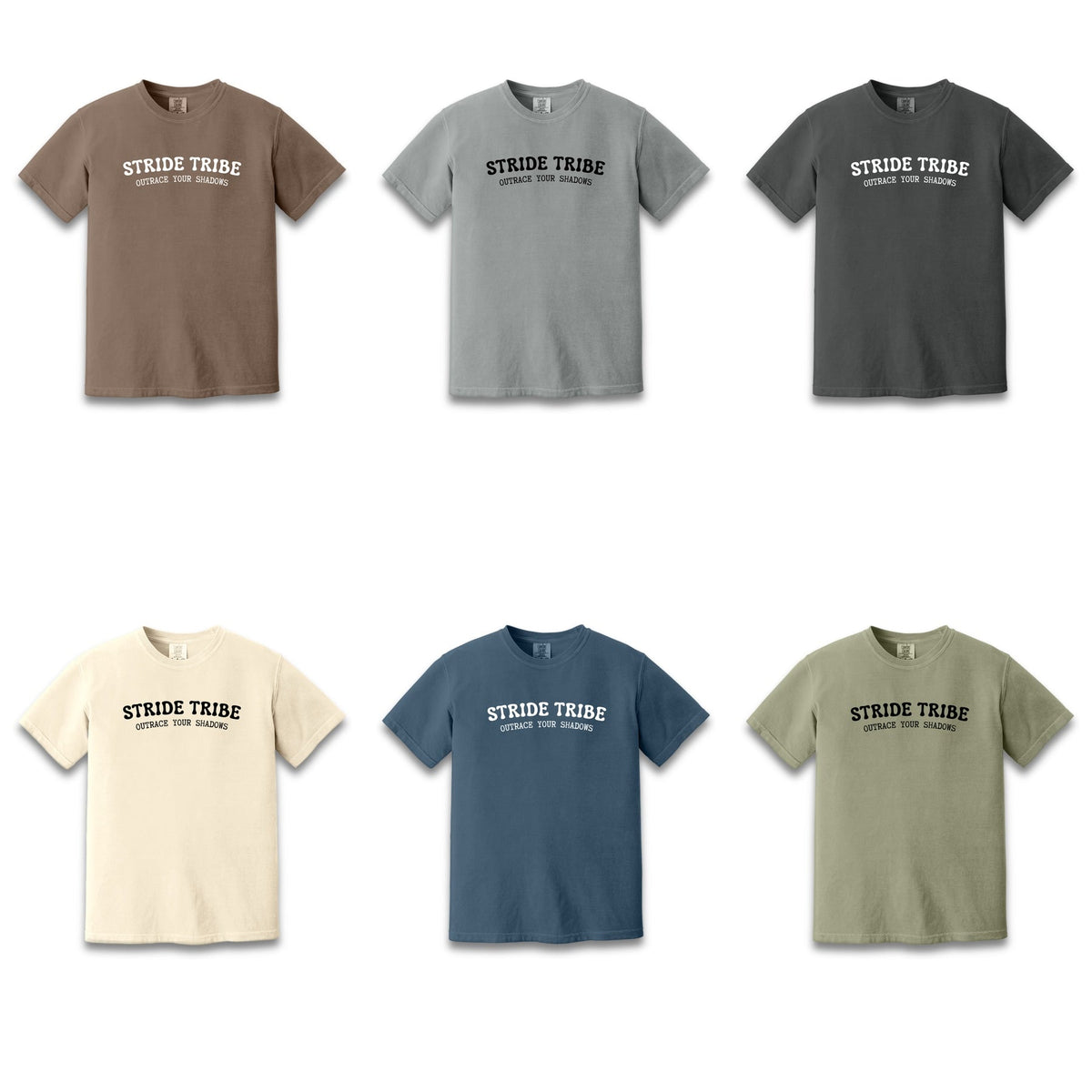 Tribe Casual Tee Capsule shirts in a 3 by 2 grid on a white background