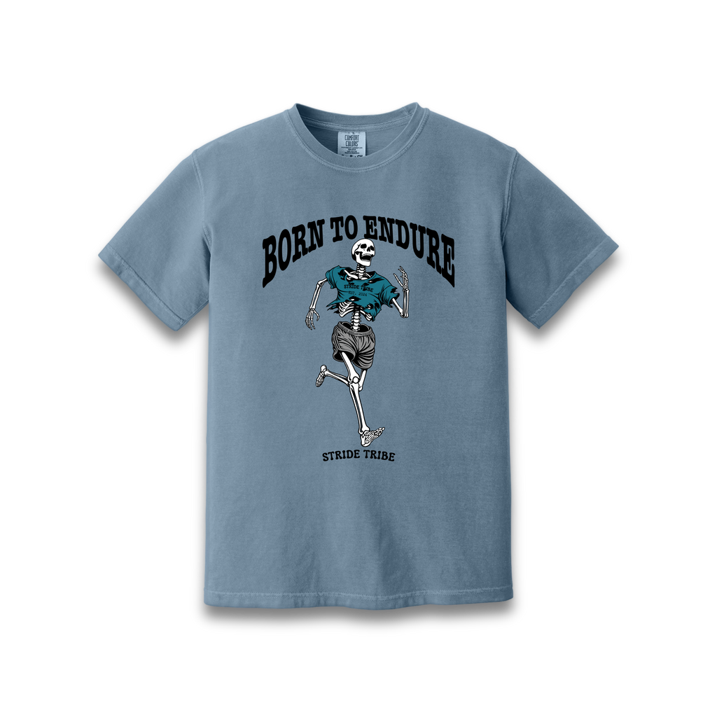 Born to Endure Casual Tee in Blue Jean, front