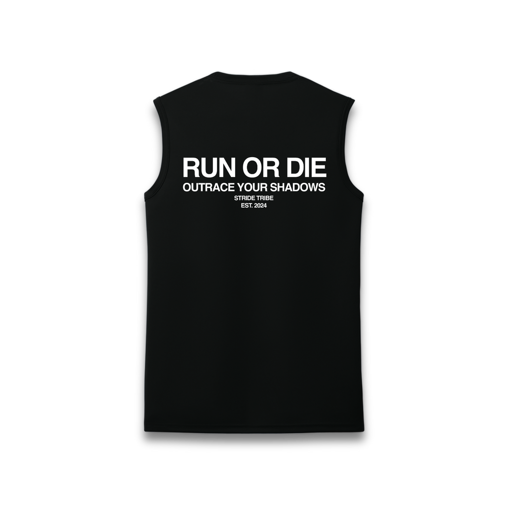 Run or Die Core Performance Sleeveless Tank - Black