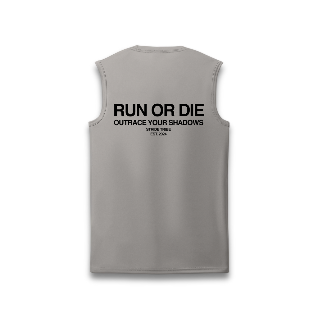 Run or Die Core Performance Sleeveless Tank - Silver