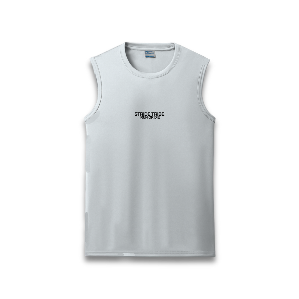 Run or Die Core Performance Sleeveless Tank - White