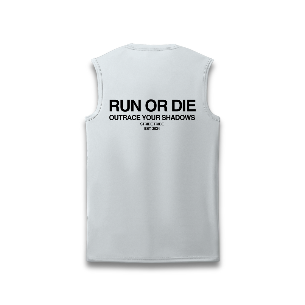 Run or Die Core Performance Sleeveless Tank - White