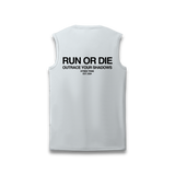 Run or Die Core Performance Sleeveless Tank - White
